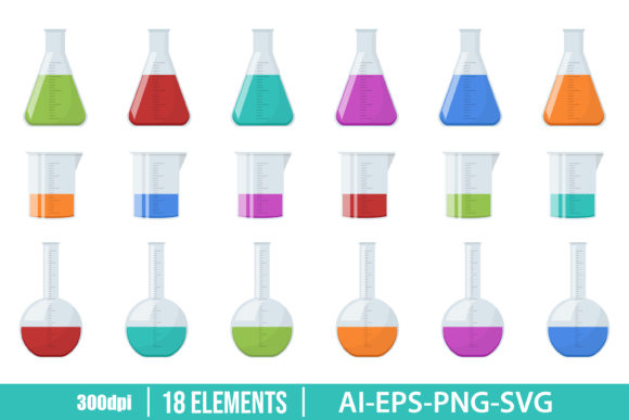 Download Laboratory Chemical Flask Clipart Set - Set Collection