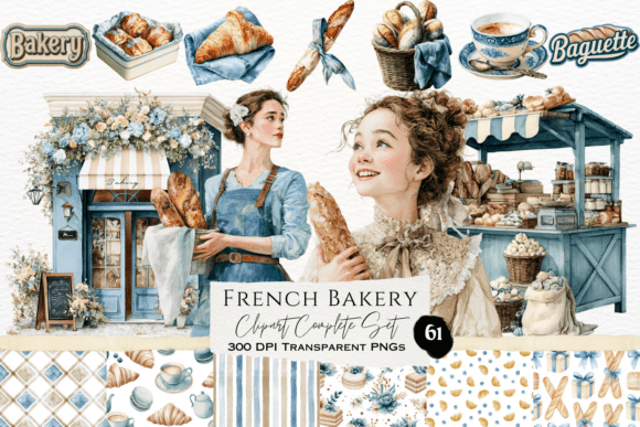 Download French Bakery Watercolor Clipart Set - Set Collection