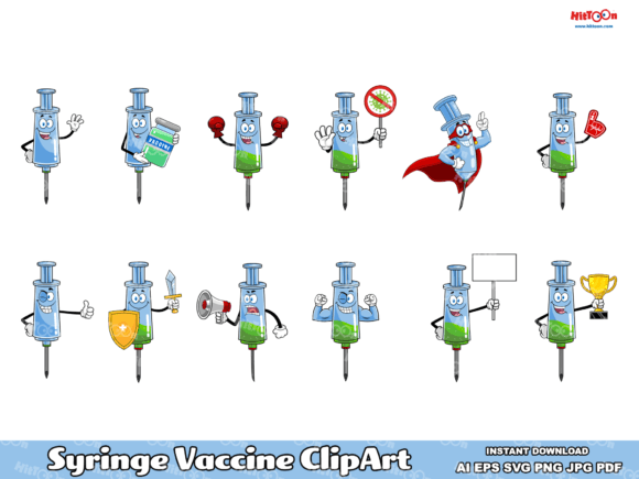 Download Syringe Vaccine Cartoon ClipArt Set - Set Collection