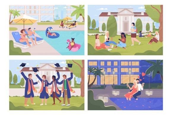 Download Public and Private Places in City Set - Set Collection