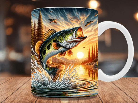 Download Largemouth Bass Fishing Sunset Mug Wrap - Set Collection