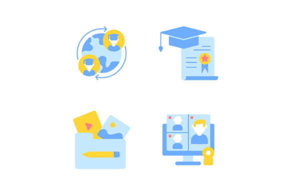 Download Elearning with Online Courses Icon Set - Set Collection