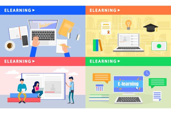 Download Elearning Banner Set, Flat Style - Set Collection