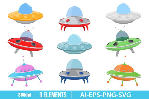 Download Ufo Spaceship Concept Clipart Set - Set Collection