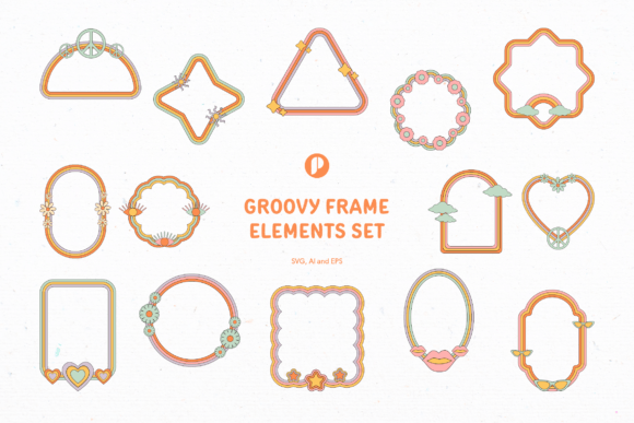 Download Warm Groovy Frame Elements Set - Set Collection