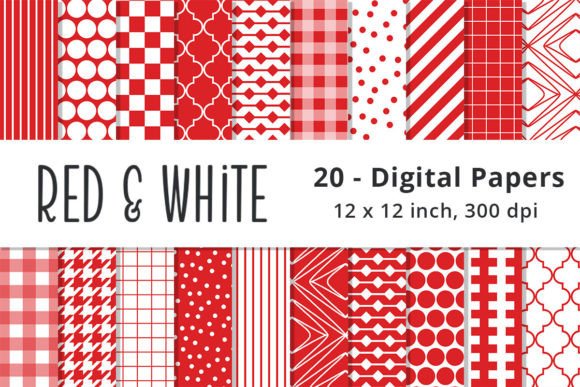 Download Red and White Digital Scrapbook Papers - Book Collection