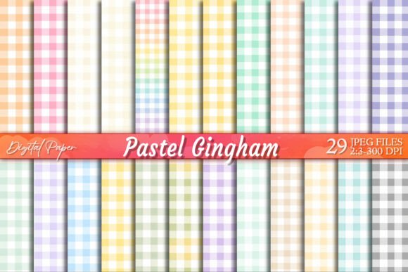 Download Pastel Gingham Plaid Scrapbook Paper Set - Book Collection
