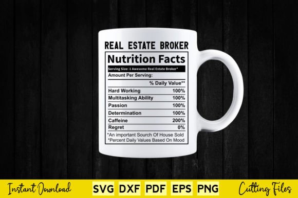 Download Funny Real Estate Broker Nutrition Facts - Real Collection