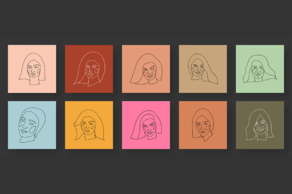 Download Cute Line Art Poster Illustration Set - Set Collection